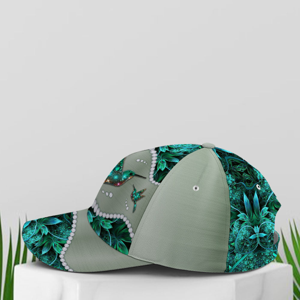 Turquoise Metallic Style Hummingbird Baseball Cap Trucker Hats Custom Hats Gifts For Men & Women