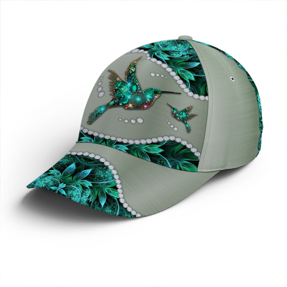 Turquoise Metallic Style Hummingbird Baseball Cap Trucker Hats Custom Hats Gifts For Men & Women