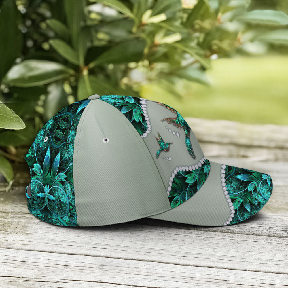 Turquoise Metallic Style Hummingbird Baseball Cap Trucker Hats Custom Hats Gifts For Men & Women