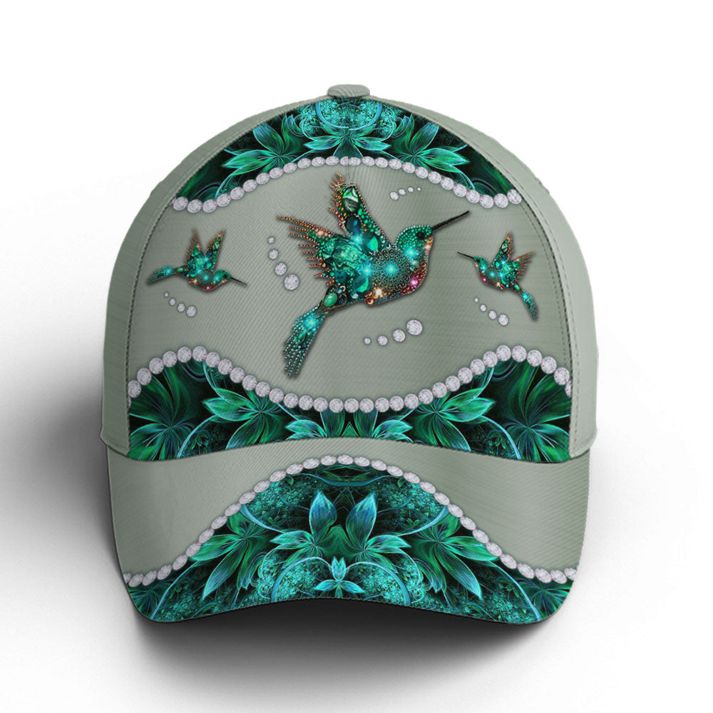 Turquoise Metallic Style Hummingbird Baseball Cap Trucker Hats Custom Hats Gifts For Men & Women