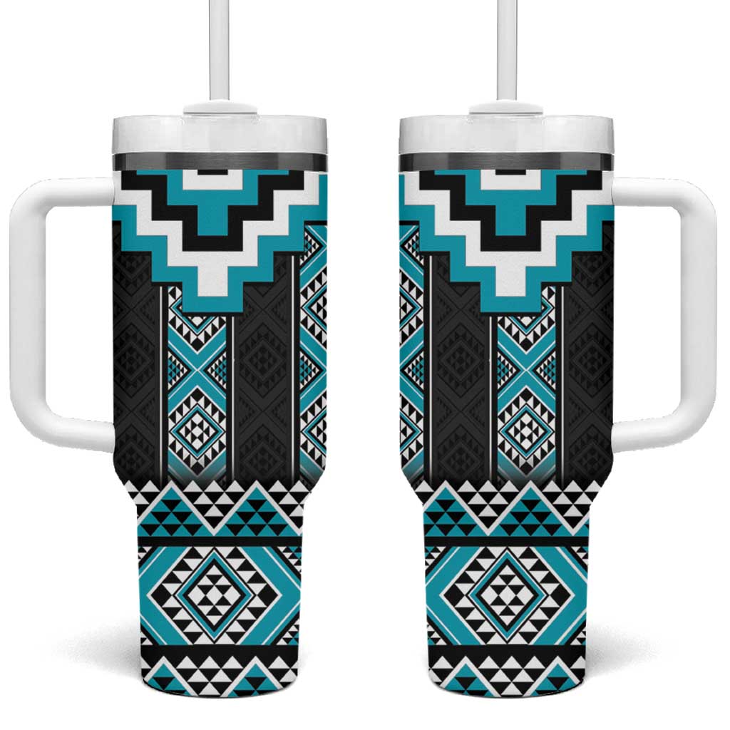 Turquoise Taniko Aotearoa Niho Taniwha Mix Poutama Custom Stanley Cup 40 oz 30 oz Tumbler With HandleTVC2301384