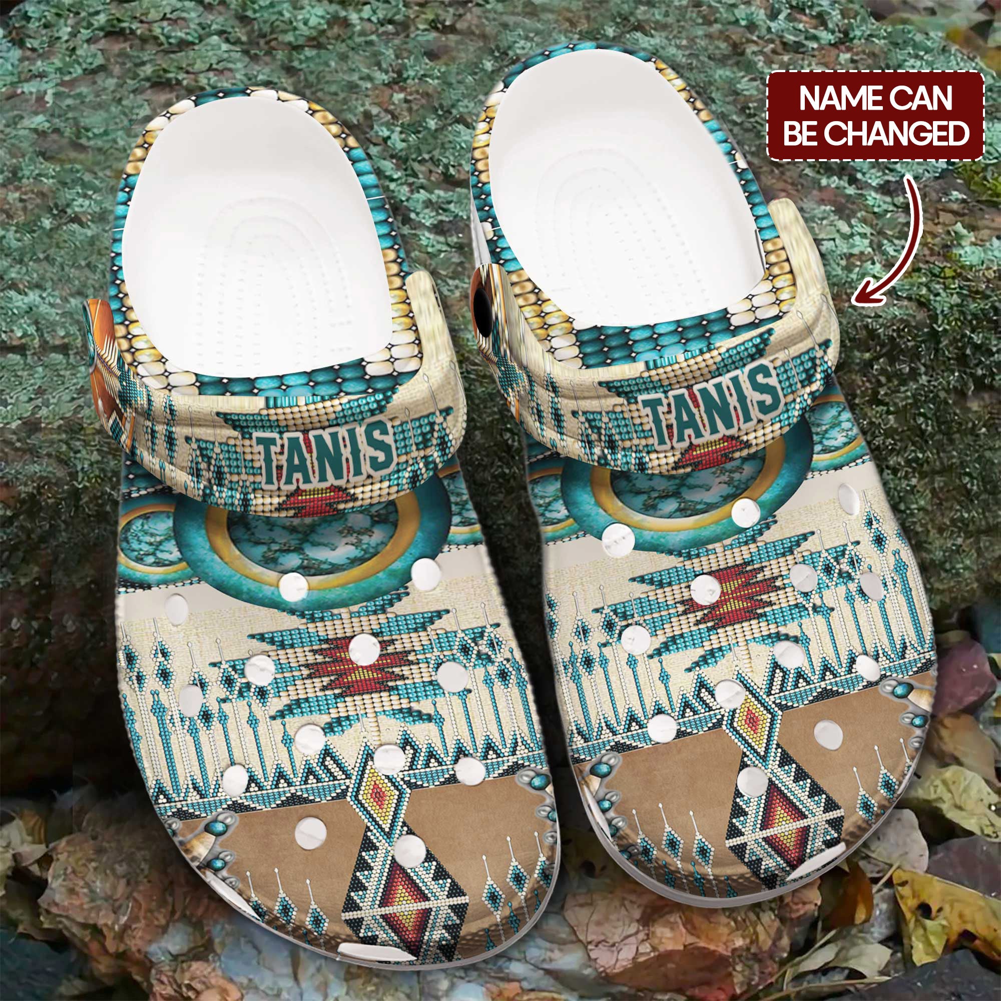 Turquoise Tribal Crocs Crocband Clogs Shoes Comfortable For Men Women and Kids