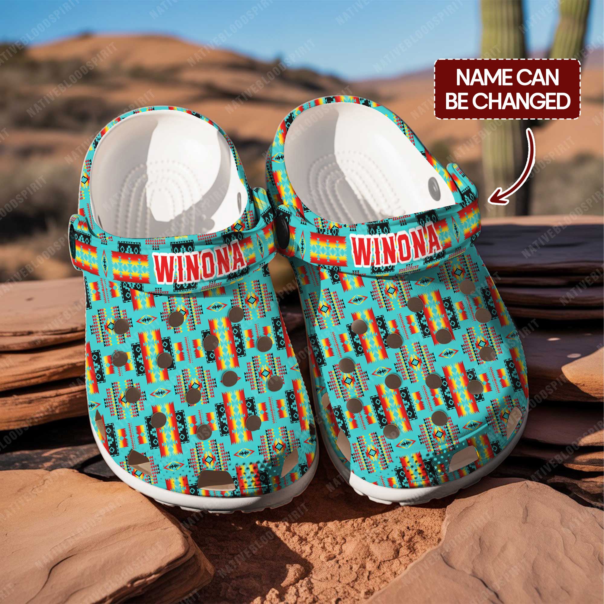 Turquoise Tribal Crocs Crocband Clogs Shoes Comfortable For Men Women and Kids
