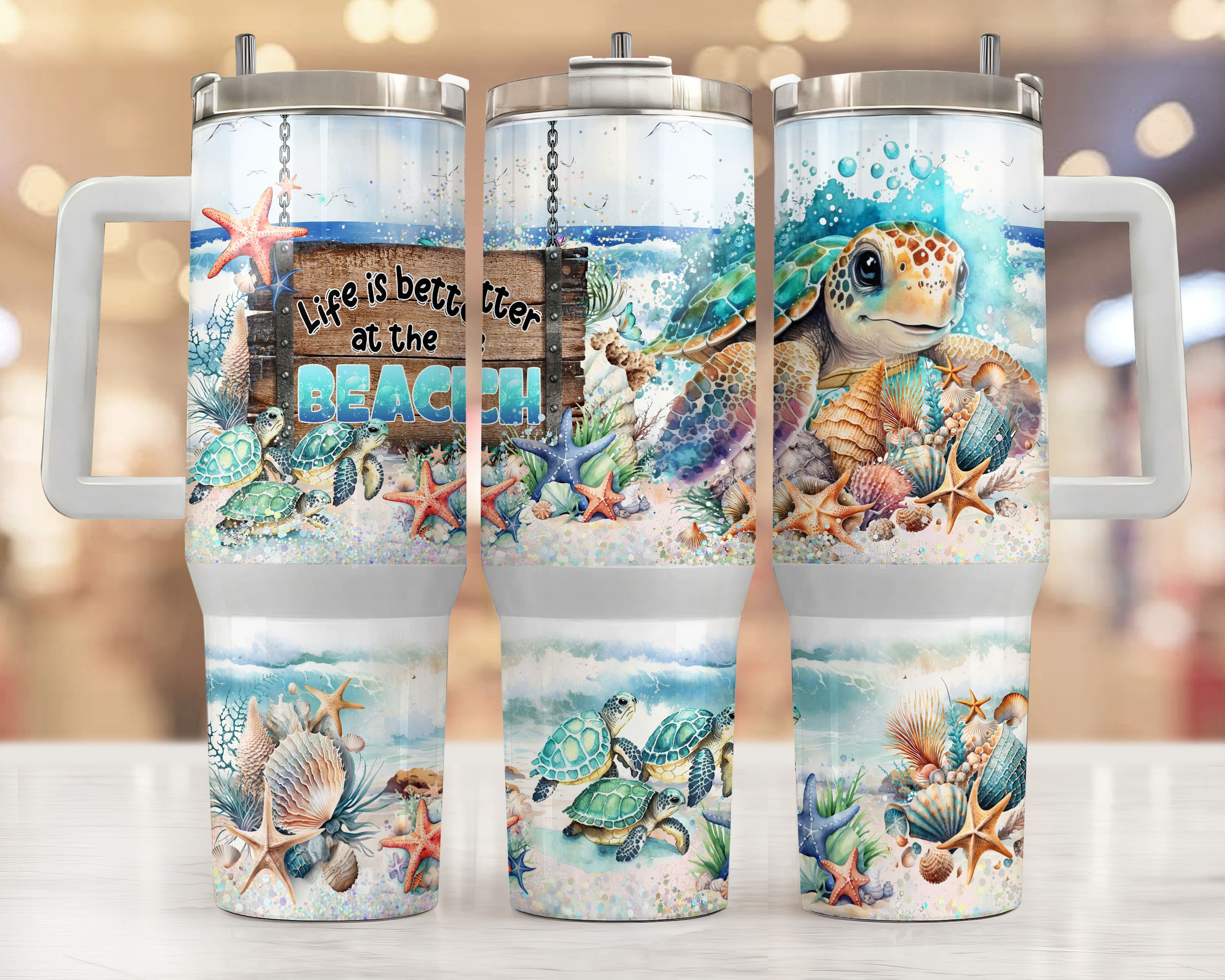 Turtle and Sea Life Custom Stanley Cup 40 oz 30 oz Tumbler With HandleTVC2301954