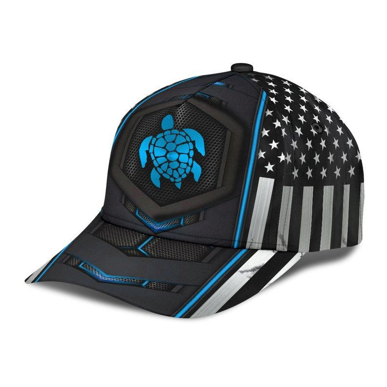 Turtle Blue Pattern Hat Classic Cap 3D Unisex Cap, Skull Cap, Human Cap, Trending Cap, American Cap Trucker Hats Custom Hats Gifts For Men & Women