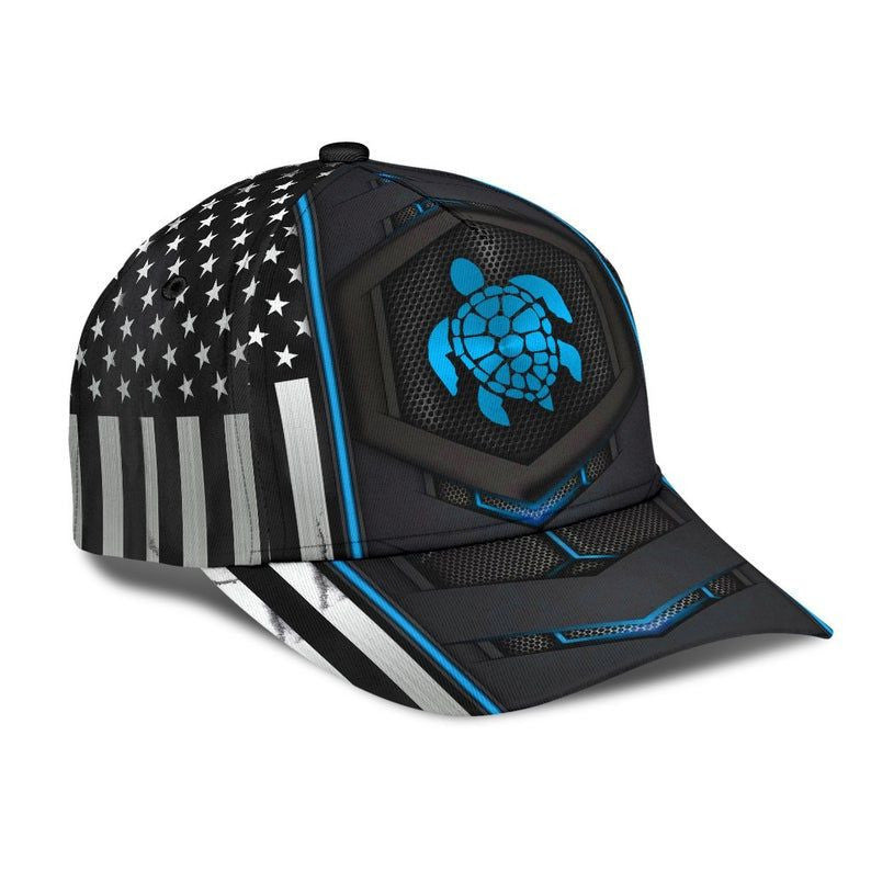 Turtle Blue Pattern Hat Classic Cap 3D Unisex Cap, Skull Cap, Human Cap, Trending Cap, American Cap Trucker Hats Custom Hats Gifts For Men & Women