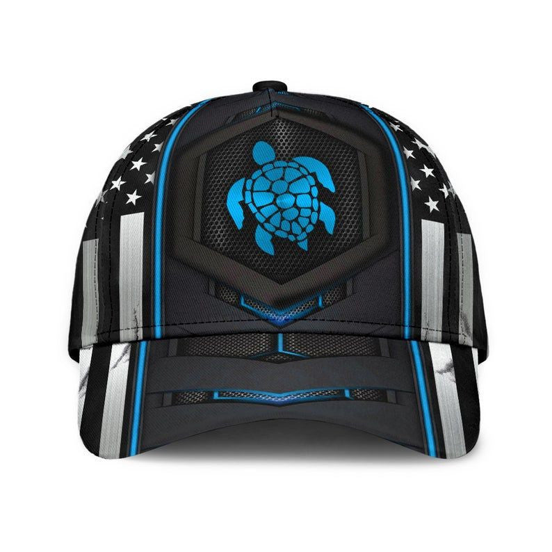 Turtle Blue Pattern Hat Classic Cap 3D Unisex Cap, Skull Cap, Human Cap, Trending Cap, American Cap Trucker Hats Custom Hats Gifts For Men & Women
