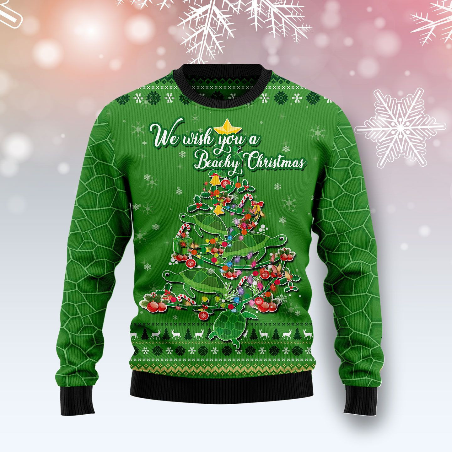 Turtle Christmas Tree Ugly Christmas Sweater Adult 3D Funny Matching for family