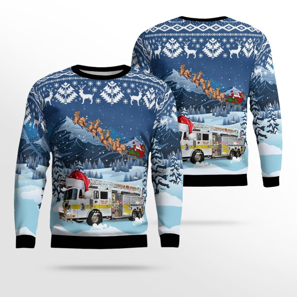 Turtle Creek Fire Department Turtle Creek Pennsylvania Christmas AOP Ugly Sweater Unisex Christmas Gift