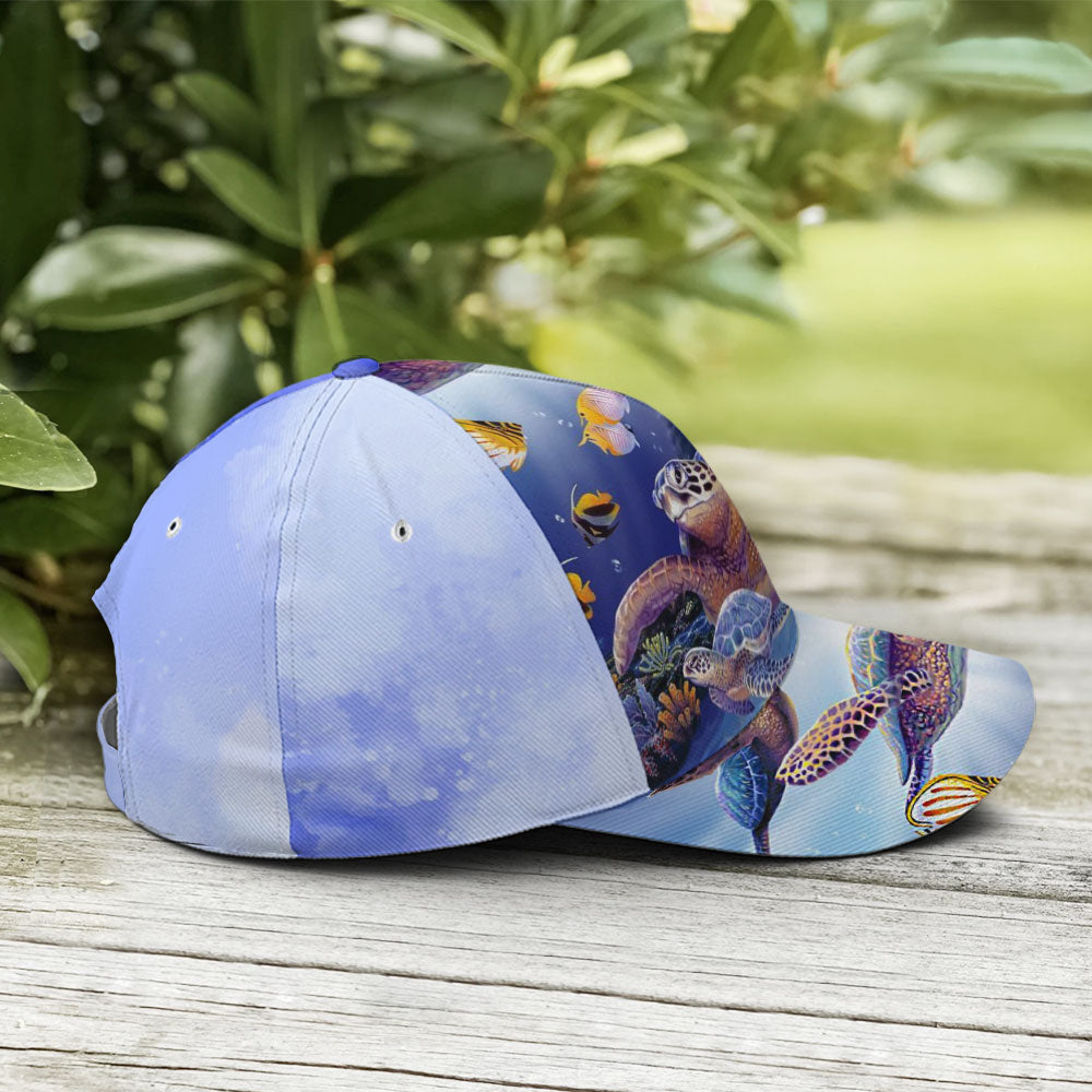 Turtle Ocean Theme Print Baseball Cap Trucker Hats Custom Hats Gifts For Men & Women