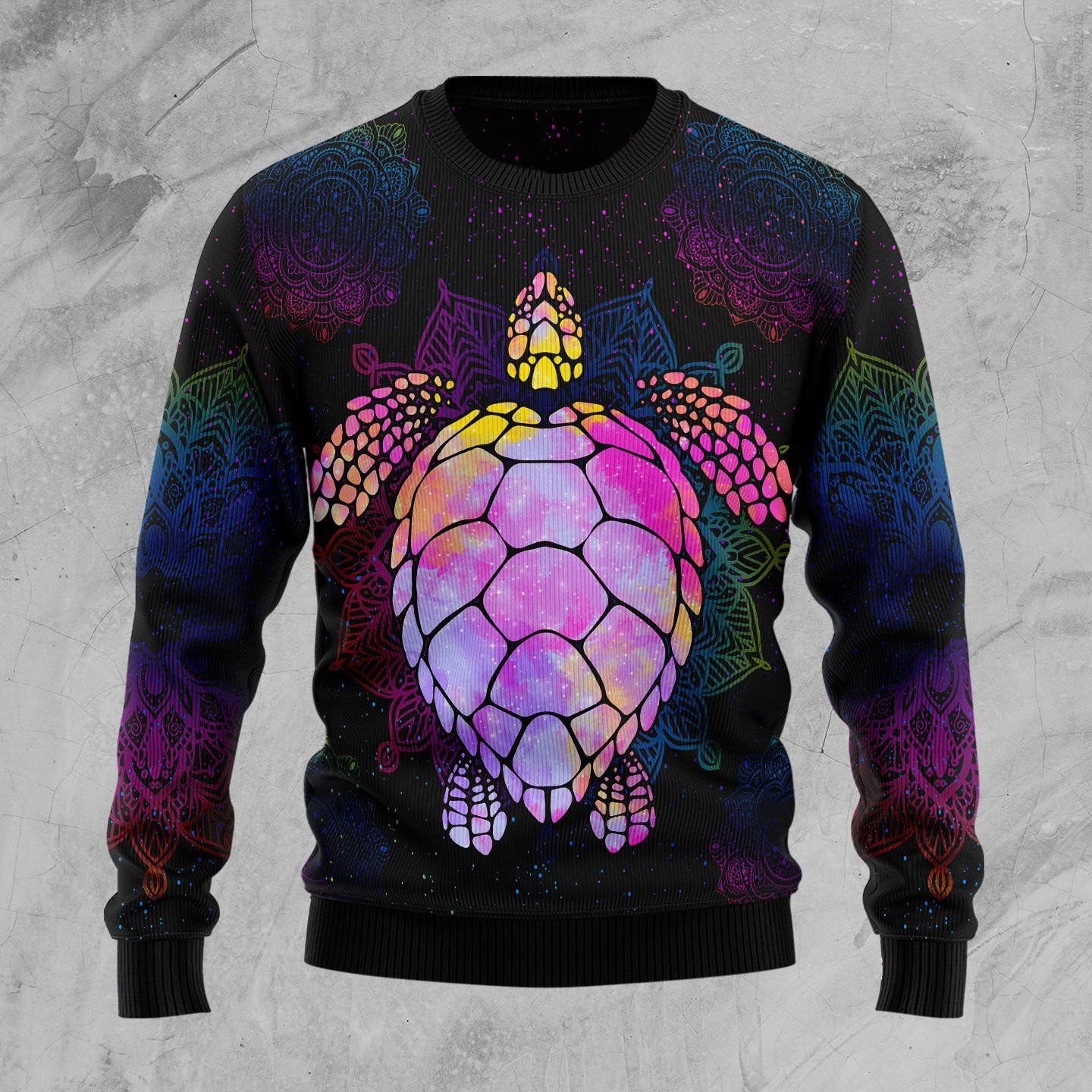 Turtle Purple Mandala Ugly Christmas Sweater Adult 3D Funny Matching for family