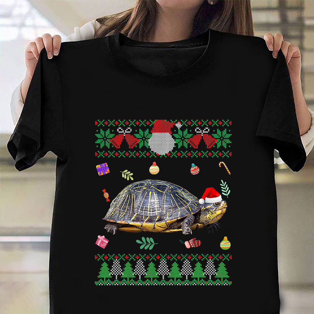 Turtle Santa Shirt Mens Ugly Christmas Sweaters Animal T-Shirt Turtle Lovers Gifts