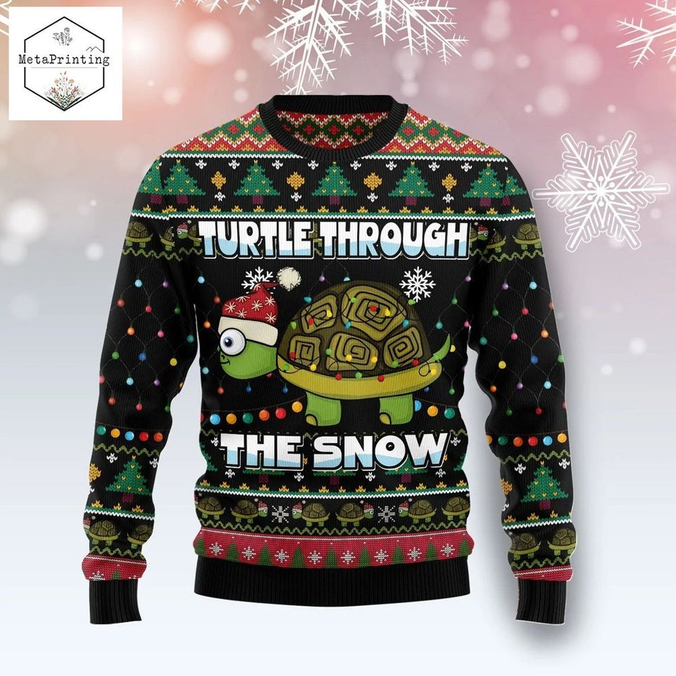 Turtle Through The Snow Ugly Christmas Sweater