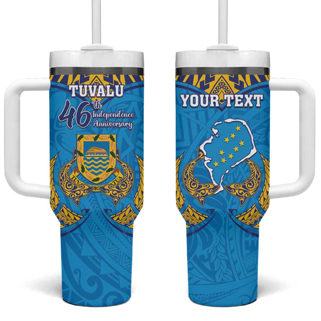Tuvalu Independence Day Coat Of Arms With Polynesian Dolphin Tattoo Custom Stanley Cup 40 oz 30 oz Tumbler With HandleTVC2301385