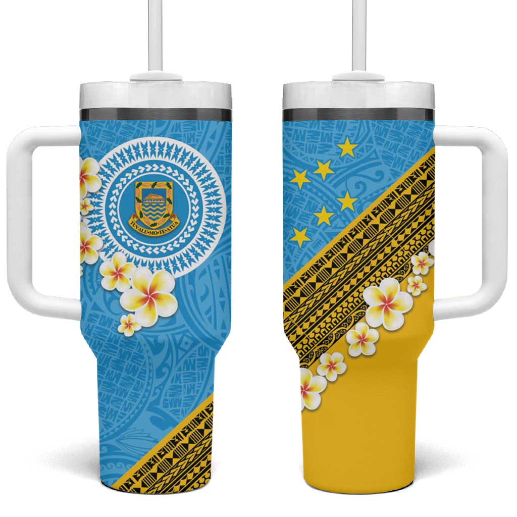 Tuvalu Plumeria Flowers Polynesian Tribal Custom Stanley Cup 40 oz 30 oz Tumbler With HandleTVC2301389