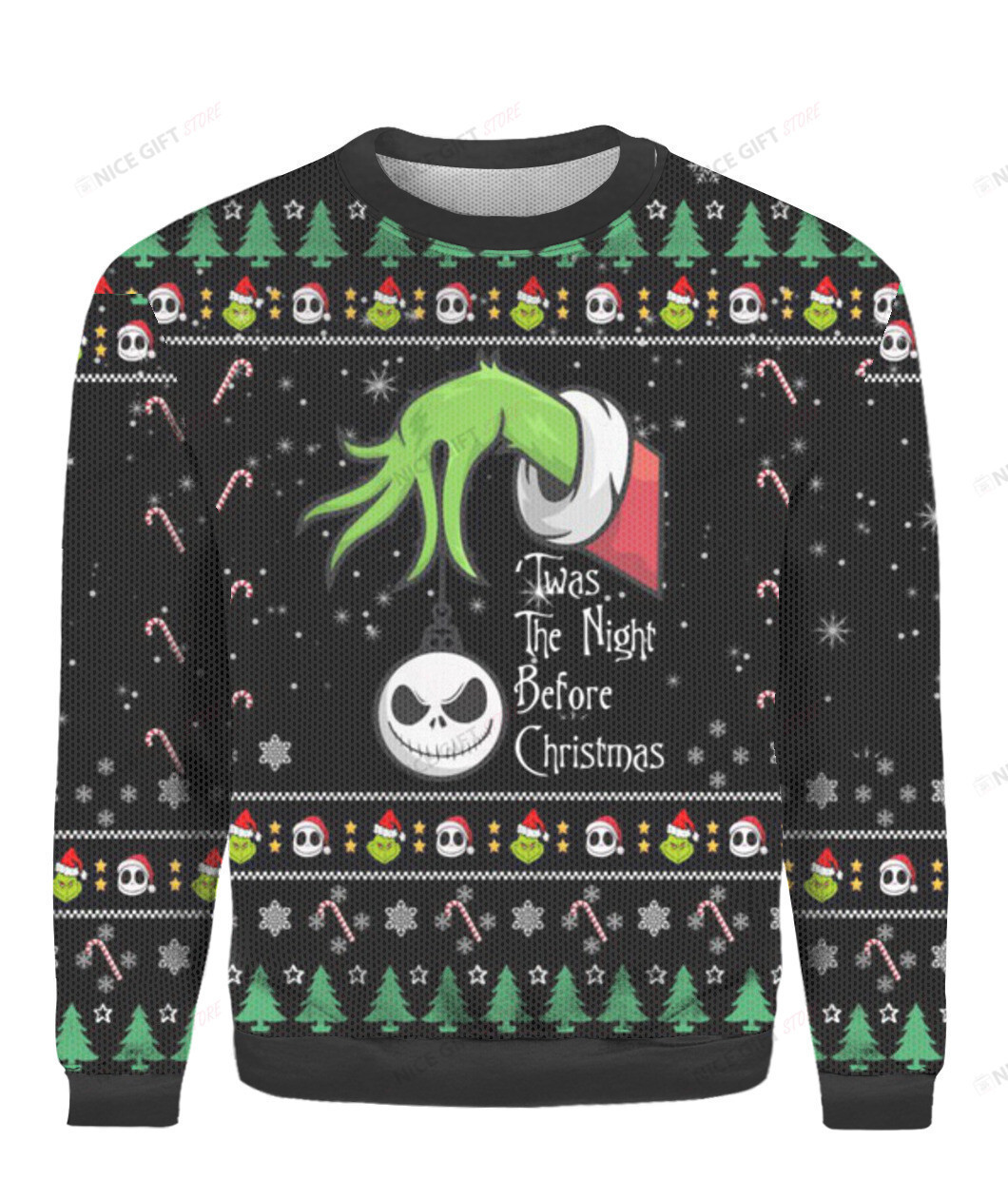 Twas The Night Before Ugly Christmas Sweater Adult 3D Funny Matching for family - Image 2