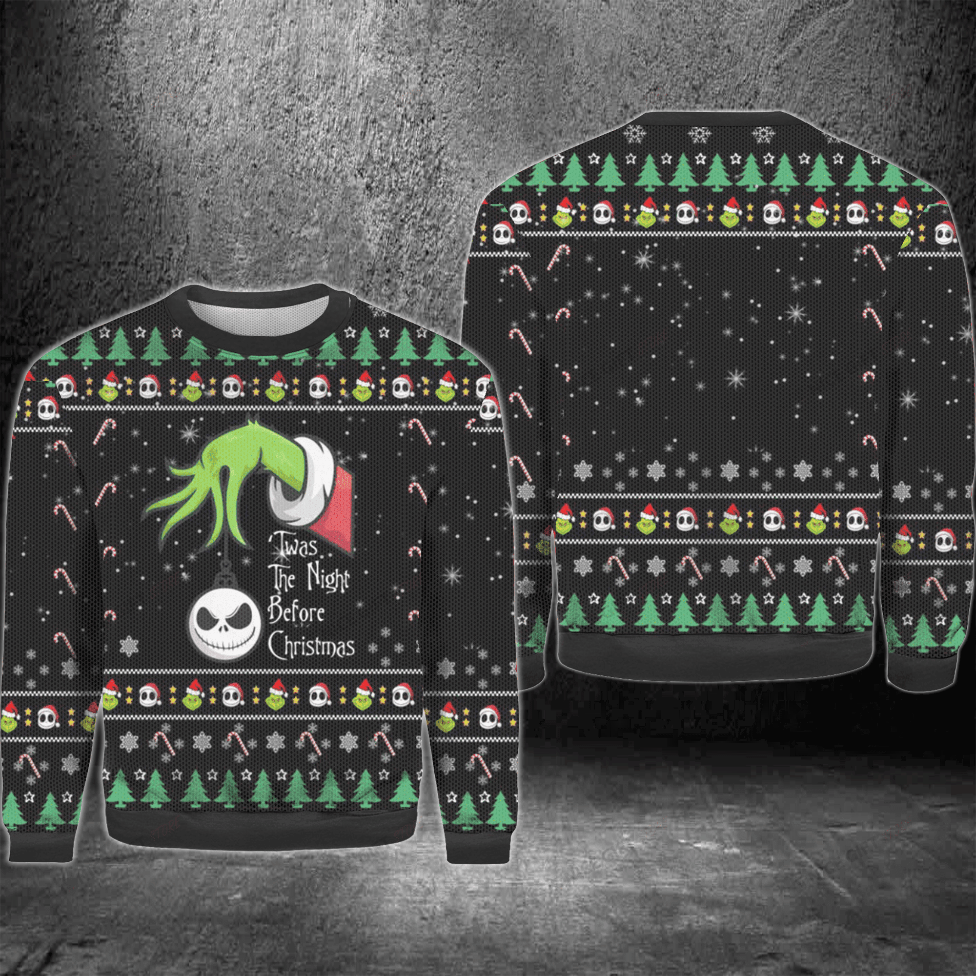 Twas The Night Before Ugly Christmas Sweater Adult 3D Funny Matching for family