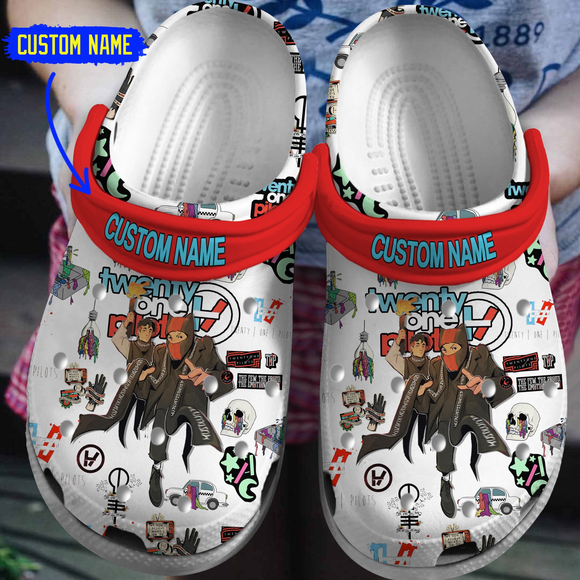 Twenty One Pilots Music Crocs Crocband Clogs Shoes Comfortable For Men Women and Kids