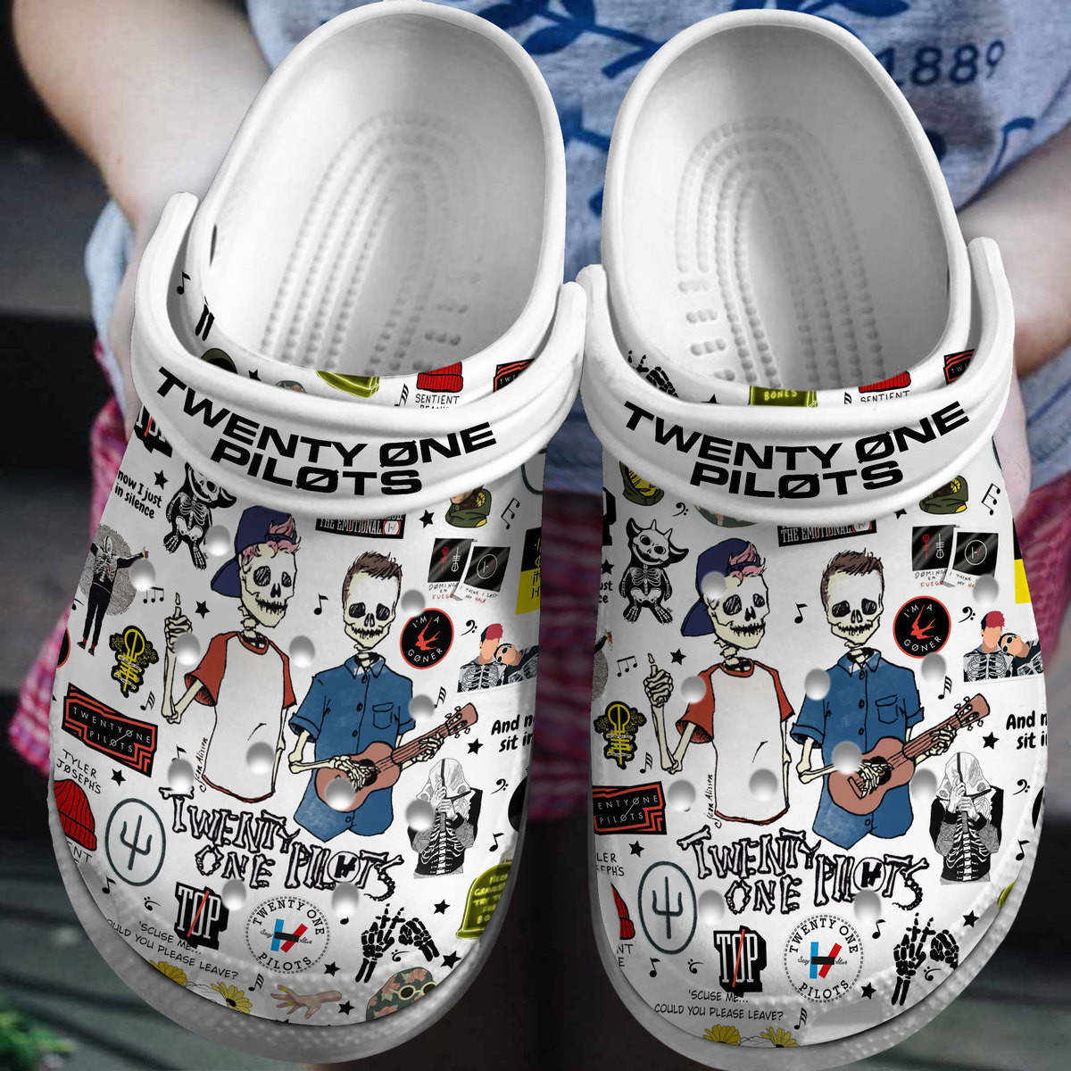 Twenty One Pilots Music Crocs Crocband Clogs Shoes Comfortable For Men Women and Kids