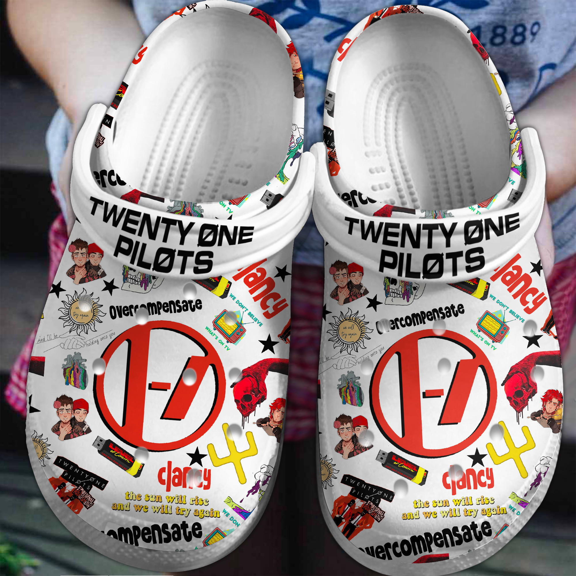 Twenty One Pilots Music Crocs Crocband Clogs Shoes Comfortable For Men Women and Kids