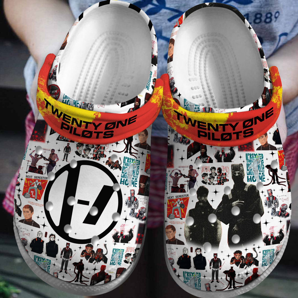 Twenty One Pilots Music Crocs Crocband Clogs Shoes Comfortable For Men Women and Kids