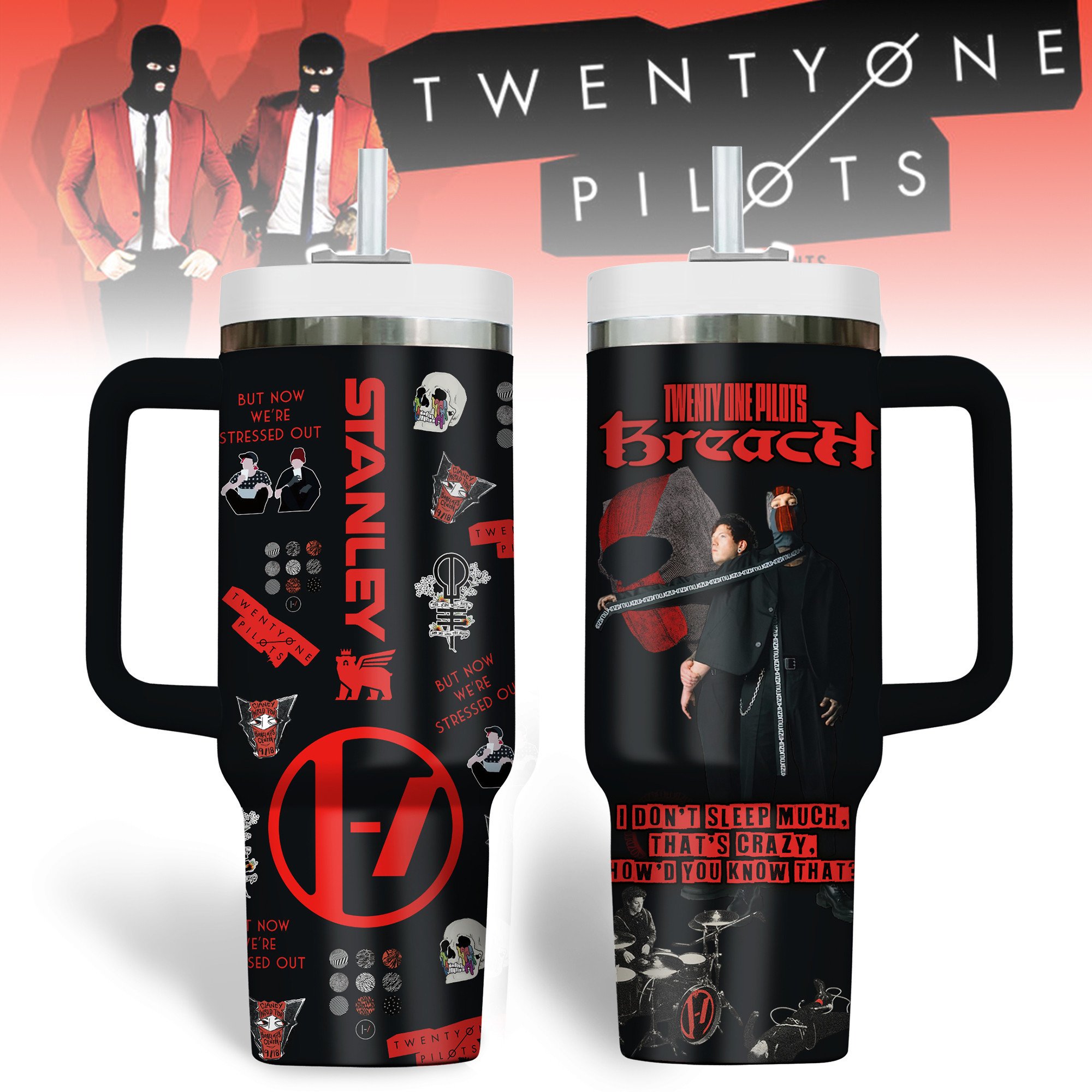 Twenty One Pilots Music Custom Stanley Cup 40 oz 30 oz Tumbler With HandleTVC2301182