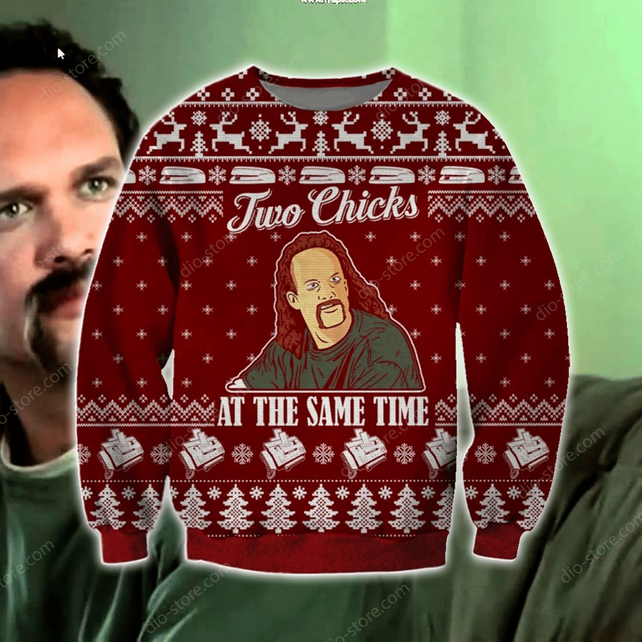 Two Chicks At The Same Time Ugly Christmas Sweater Adult 3D Funny Matching for family