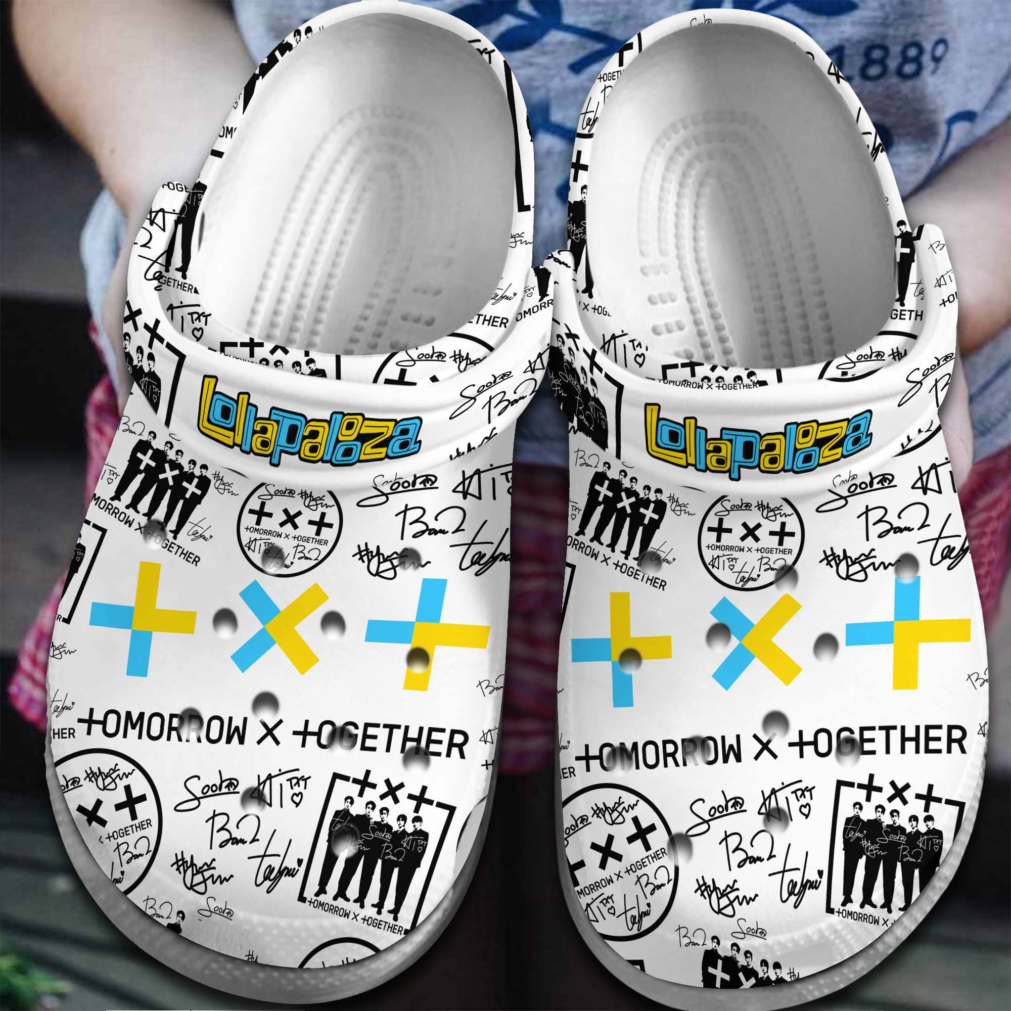 TXT Tomorrow x Together Lollapalooza Music Crocs Crocband Clogs Shoes Comfortable For Men Women and Kids
