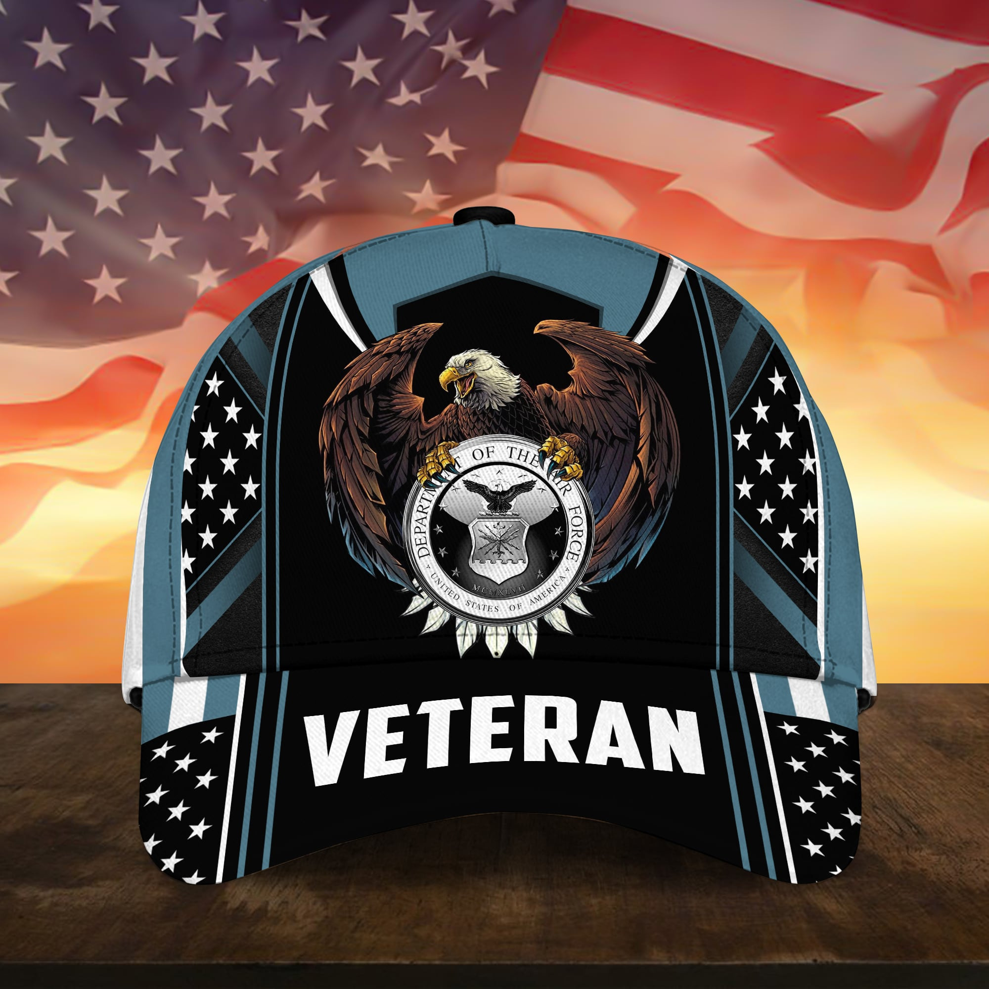 U.S Air Force Veteran 3D Printed Cap Eagle USA Flag Cap Trucker Hats Custom Hats Gifts For Men & Women
