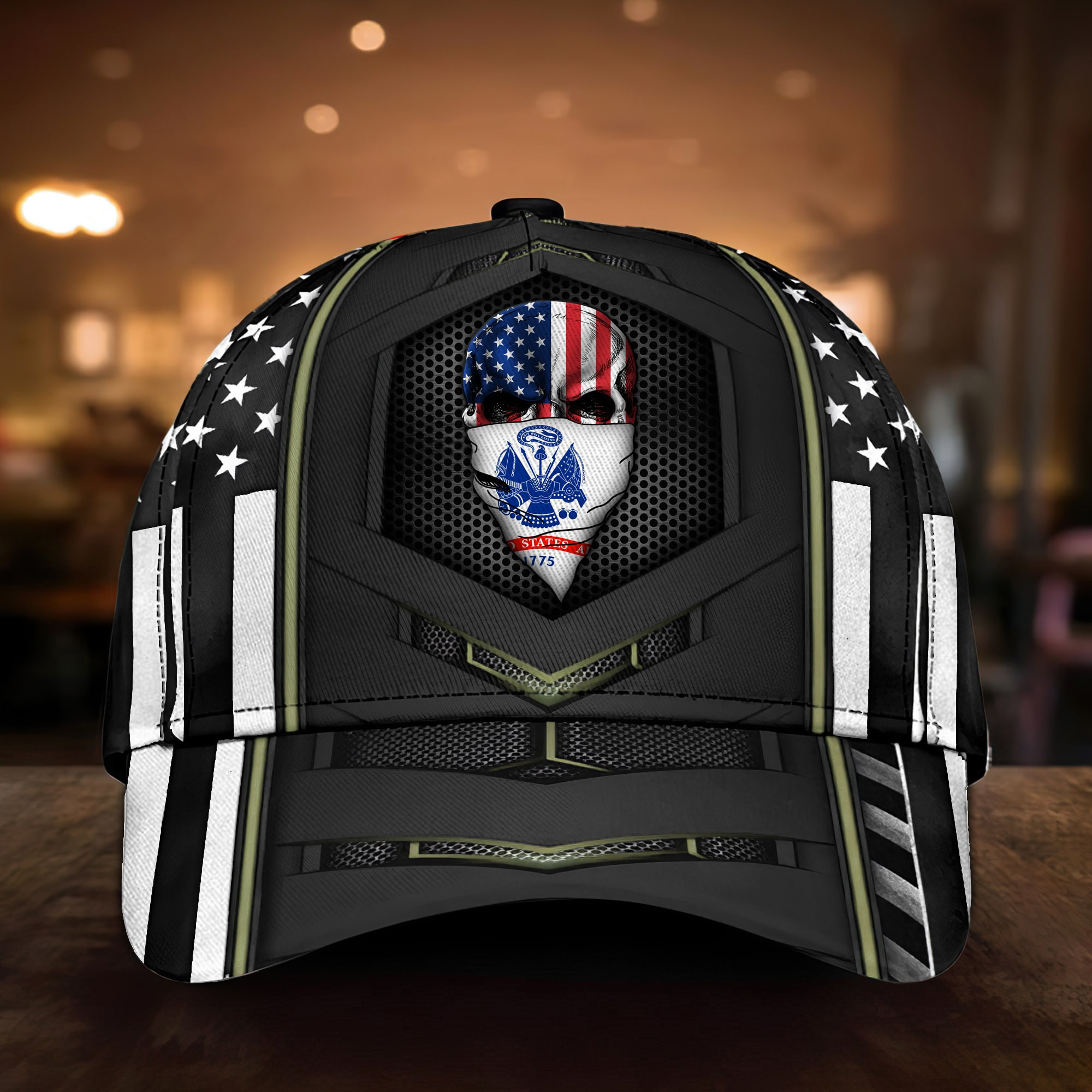 U.S Army Veteran 3D Printed Cap Skull USA Flag Cap Trucker Hats Custom Hats Gifts For Men & Women