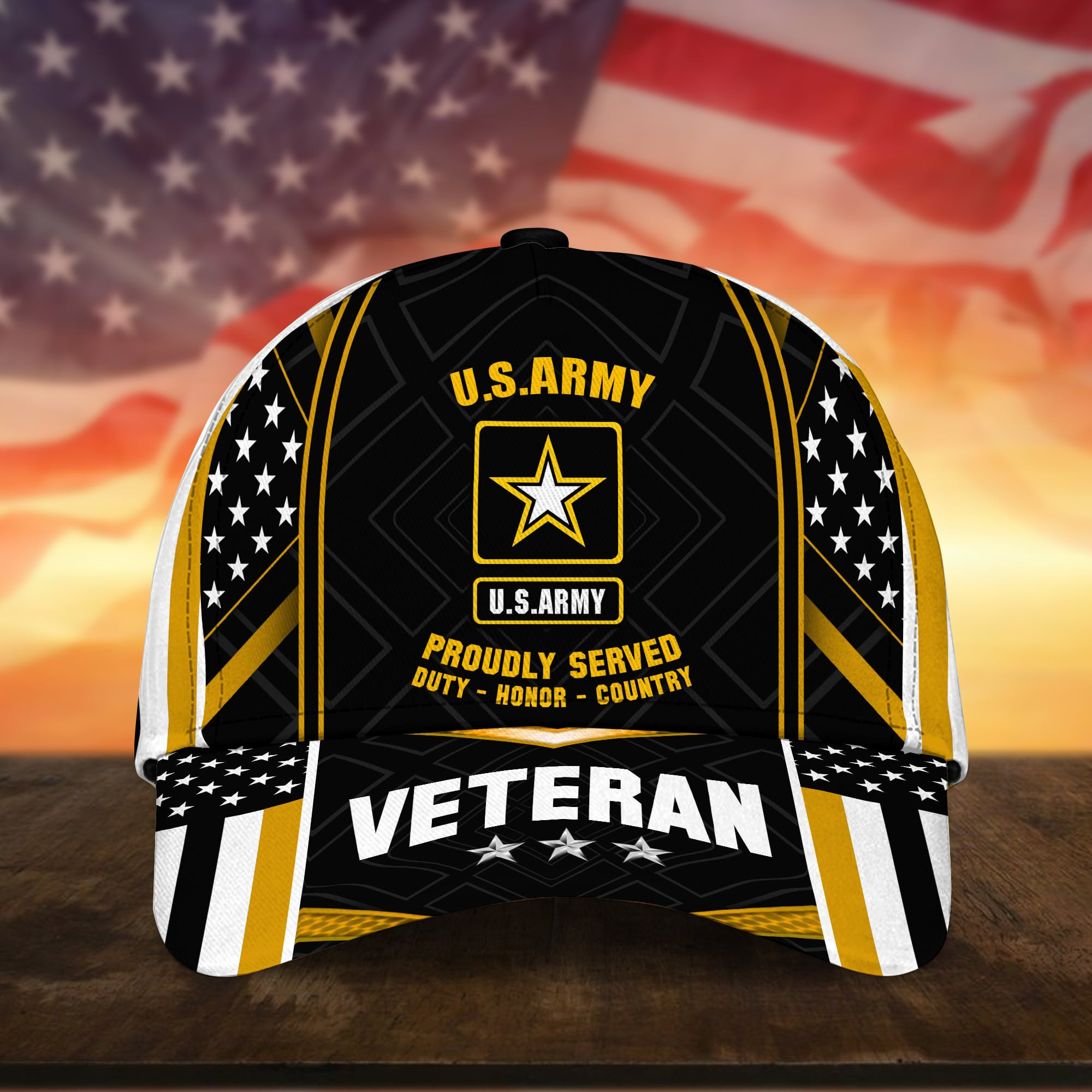 U.S Army Veteran Cap 3D Printed USA Flag Cap Trucker Hats Custom Hats Gifts For Men & Women