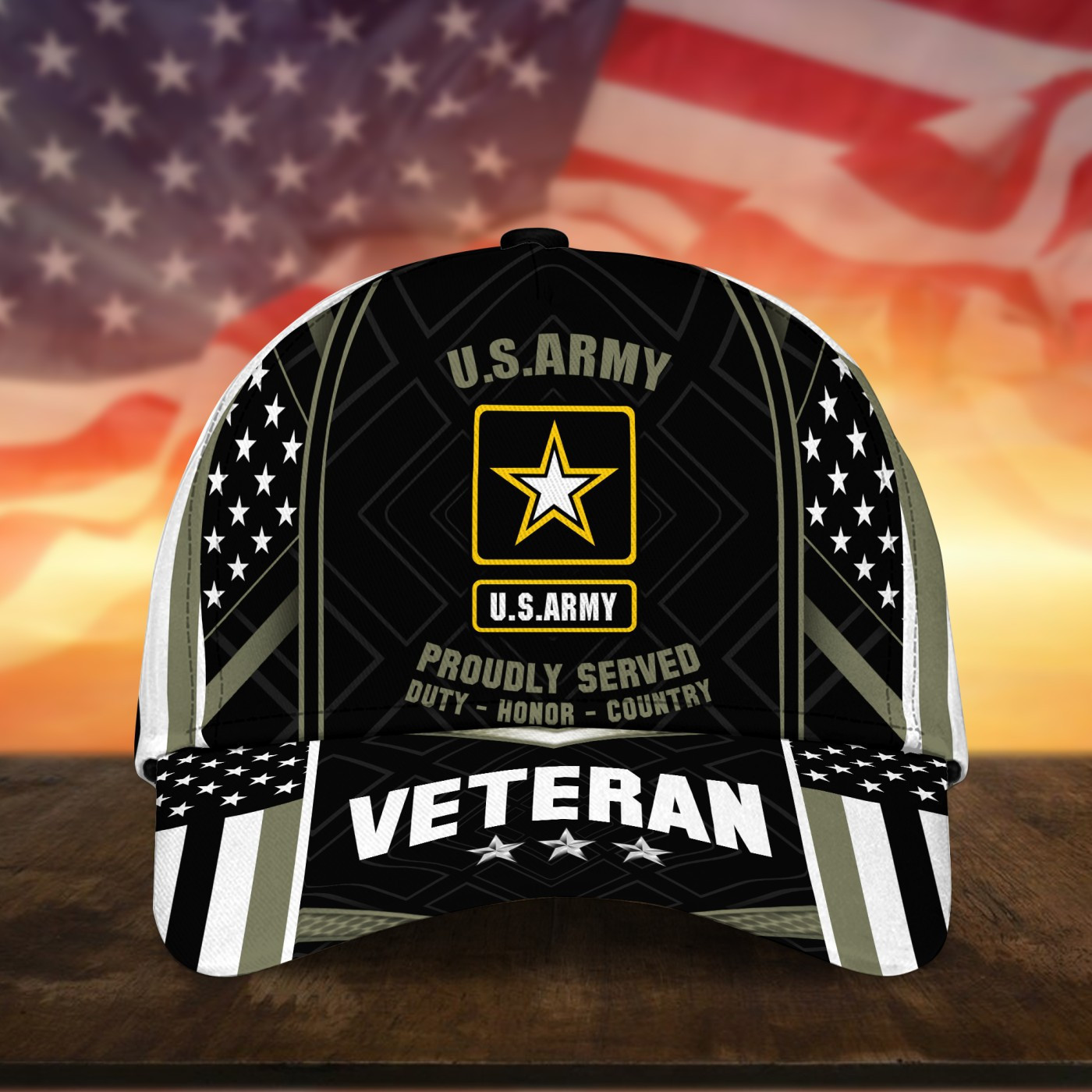 U.S Army Veteran Cap 3D Printed USA Flag Cap Trucker Hats Custom Hats Gifts For Men & Women