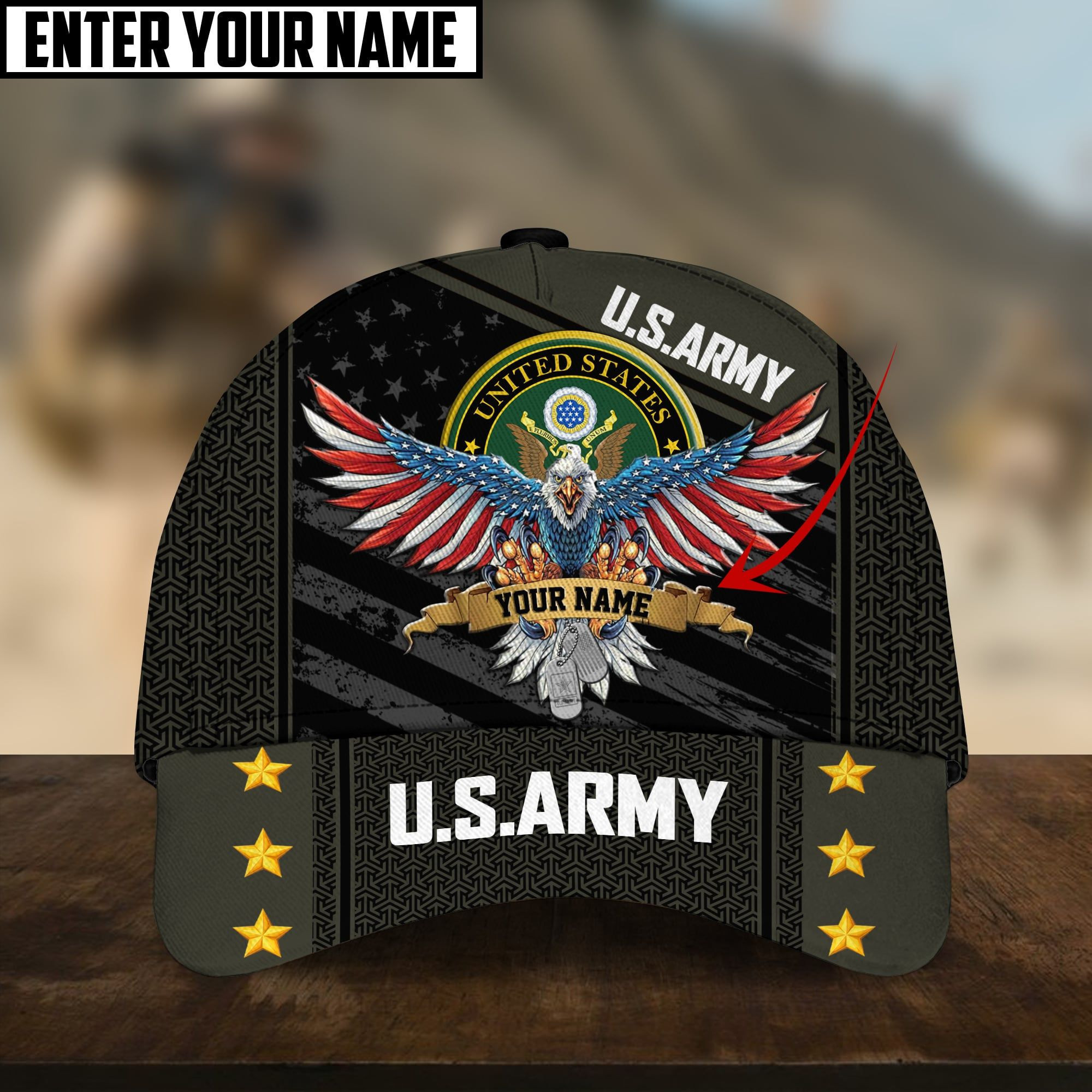 U.S Army Veteran Cap Personalized Cap 3D Printed Trucker Hats Custom Hats Gifts For Men & Women