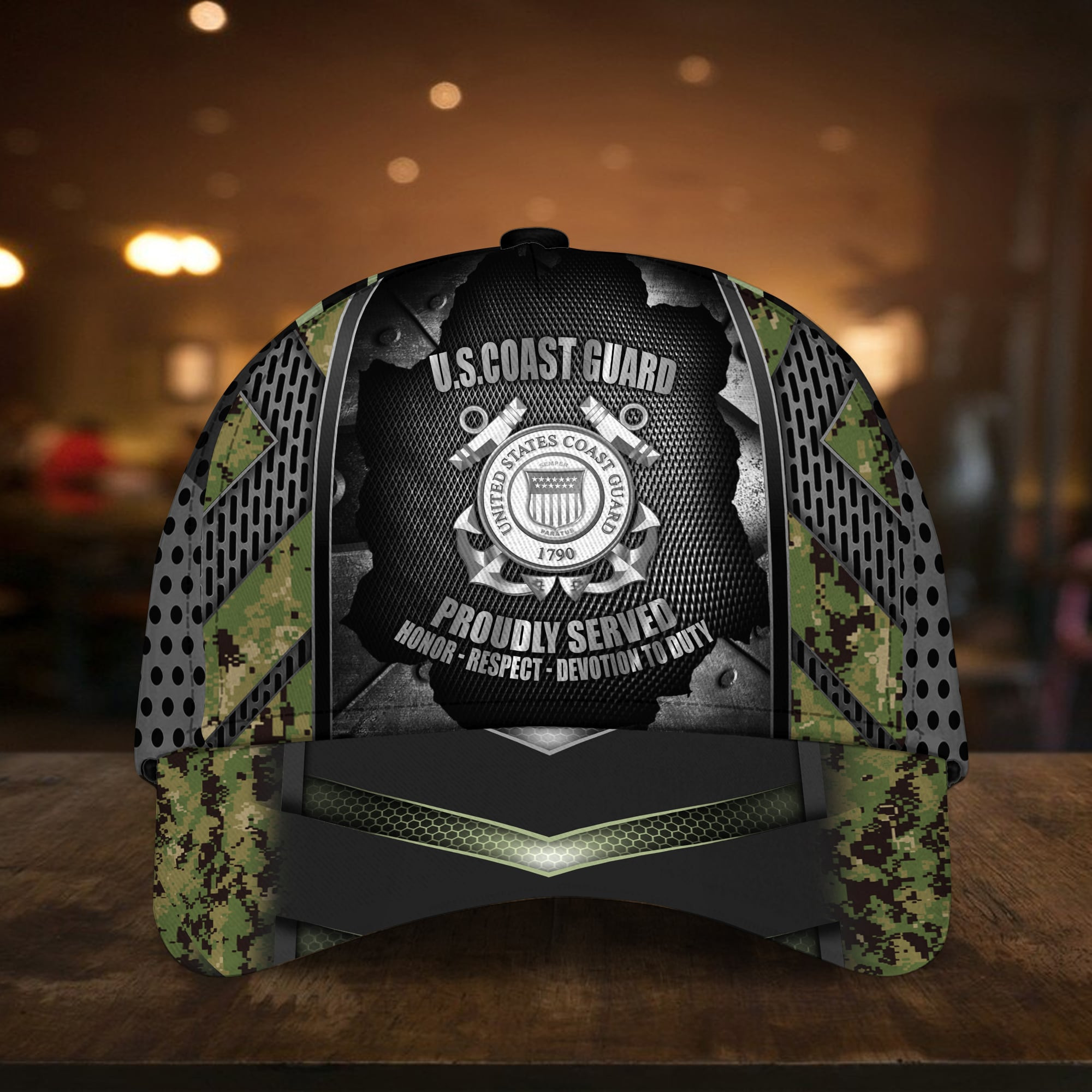 U.S Coast Guard Veteran Camo Cap Trucker Hats Custom Hats Gifts For Men & Women