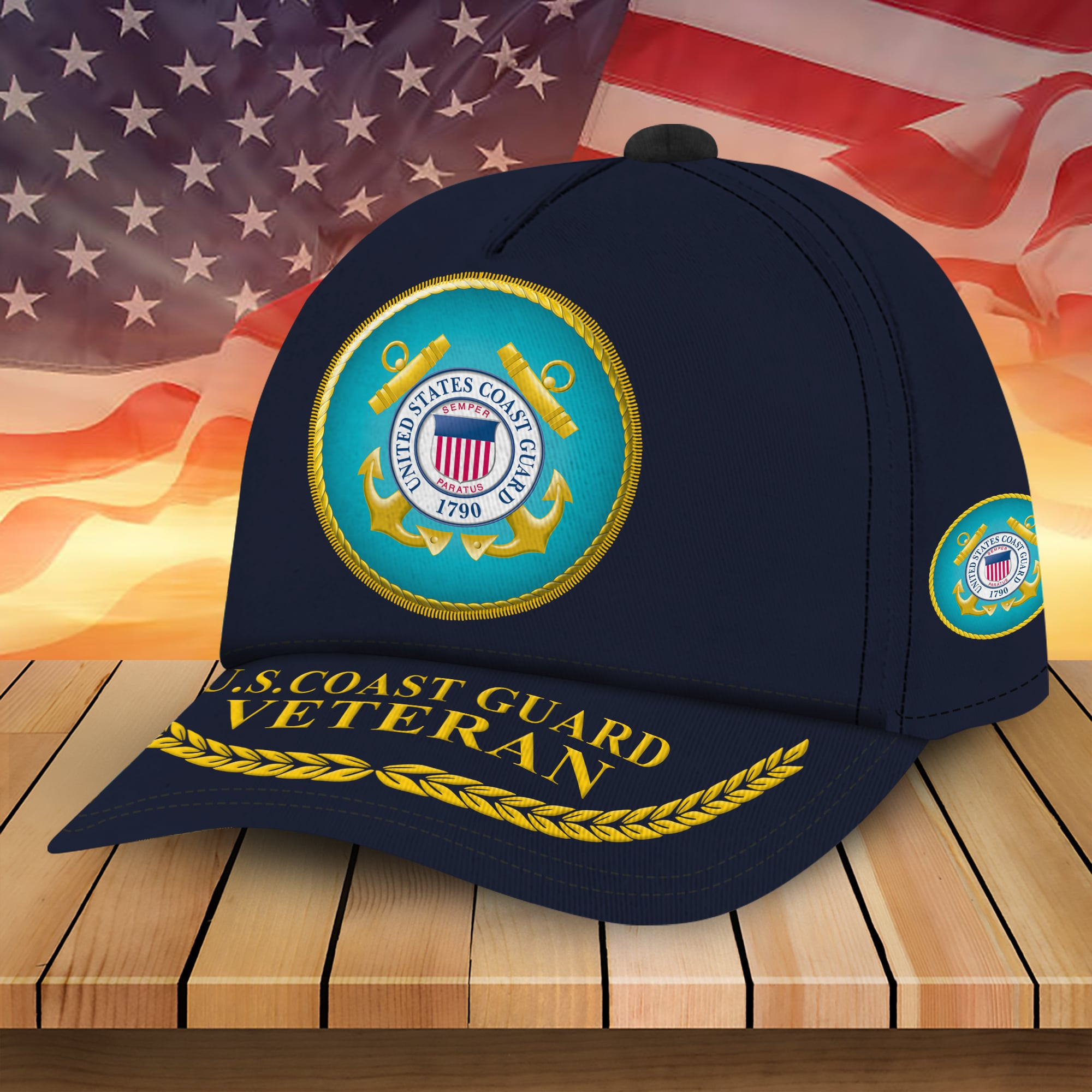 U.S Coast Guard Veteran Cap 3D Printed Trucker Hats Custom Hats Gifts For Men & Women