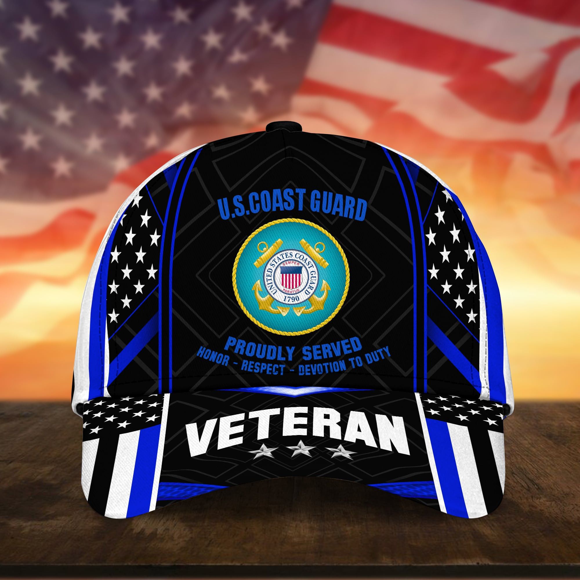 U.S Coast Guard Veteran Cap 3D Printed USA Flag Cap Trucker Hats Custom Hats Gifts For Men & Women