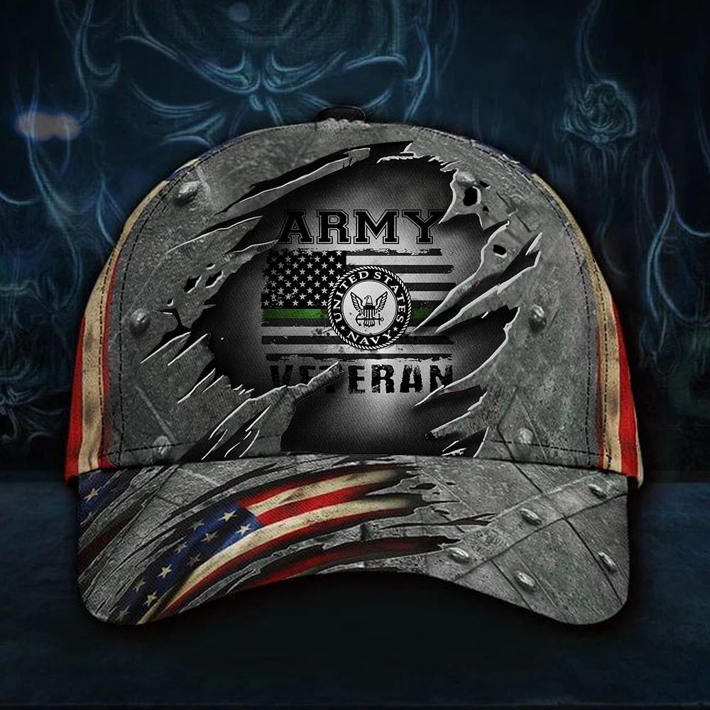 U.S Navy Army Veteran Hat 3D Print Vintage USA Flag Cap Patriotic Navy Veteran Gift Trucker Hats Custom Hats Gifts For Men & Women