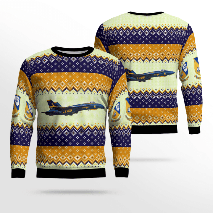 U.S Navy Blue Angers Mcdonnell Douglas Ugly Christmas Sweater Adult 3D Funny Matching for family