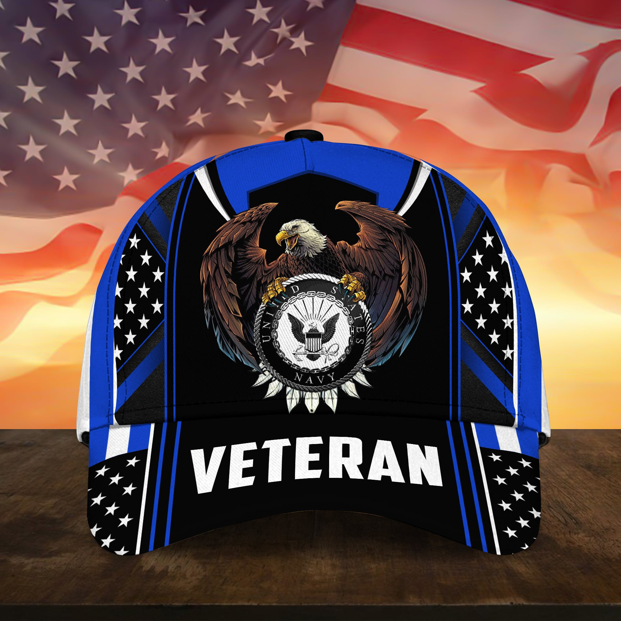 U.S Navy Veteran 3D Printed Cap Eagle USA Flag Cap Trucker Hats Custom Hats Gifts For Men & Women