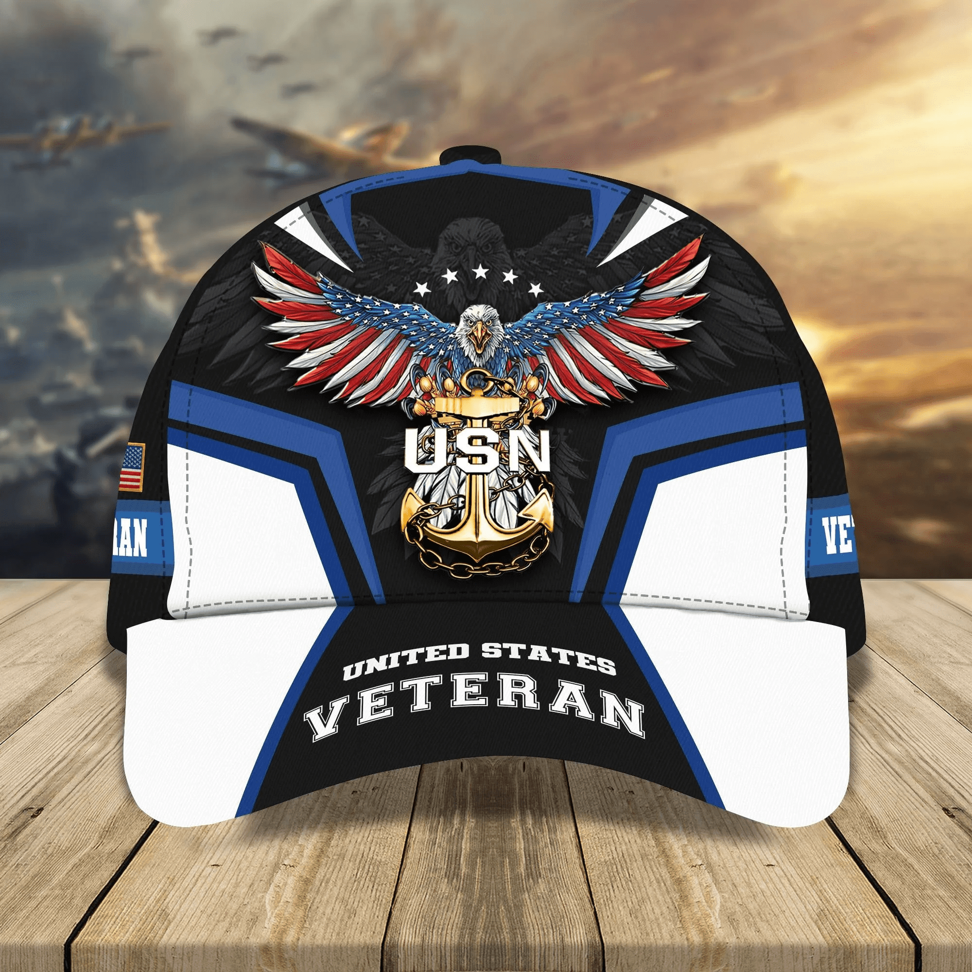 U.S Navy Veteran Cap 3D Printed Eagle USA Flag Cap Trucker Hats Custom Hats Gifts For Men & Women