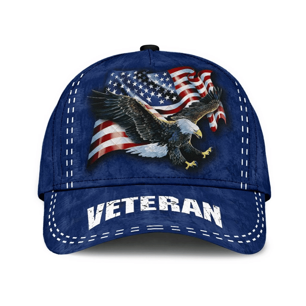 U.S Veteran 3D Cap Eagle USA Flag Navy Color Cap Trucker Hats Custom Hats Gifts For Men & Women