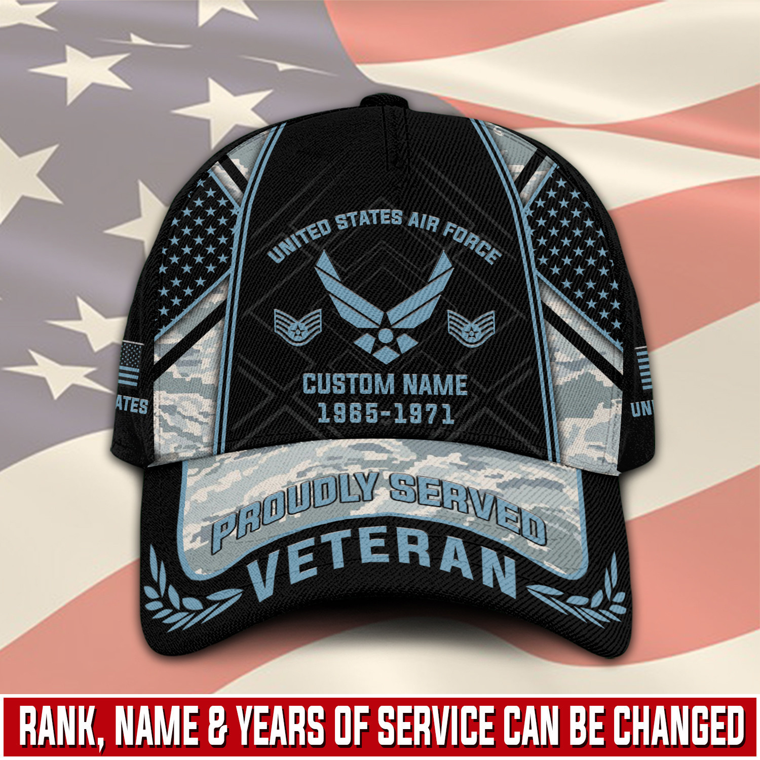 U.S. Air Force Classic Cap - Customized with Rank, Name, and Year Trucker Hats Custom Hats Gifts For Men & Women