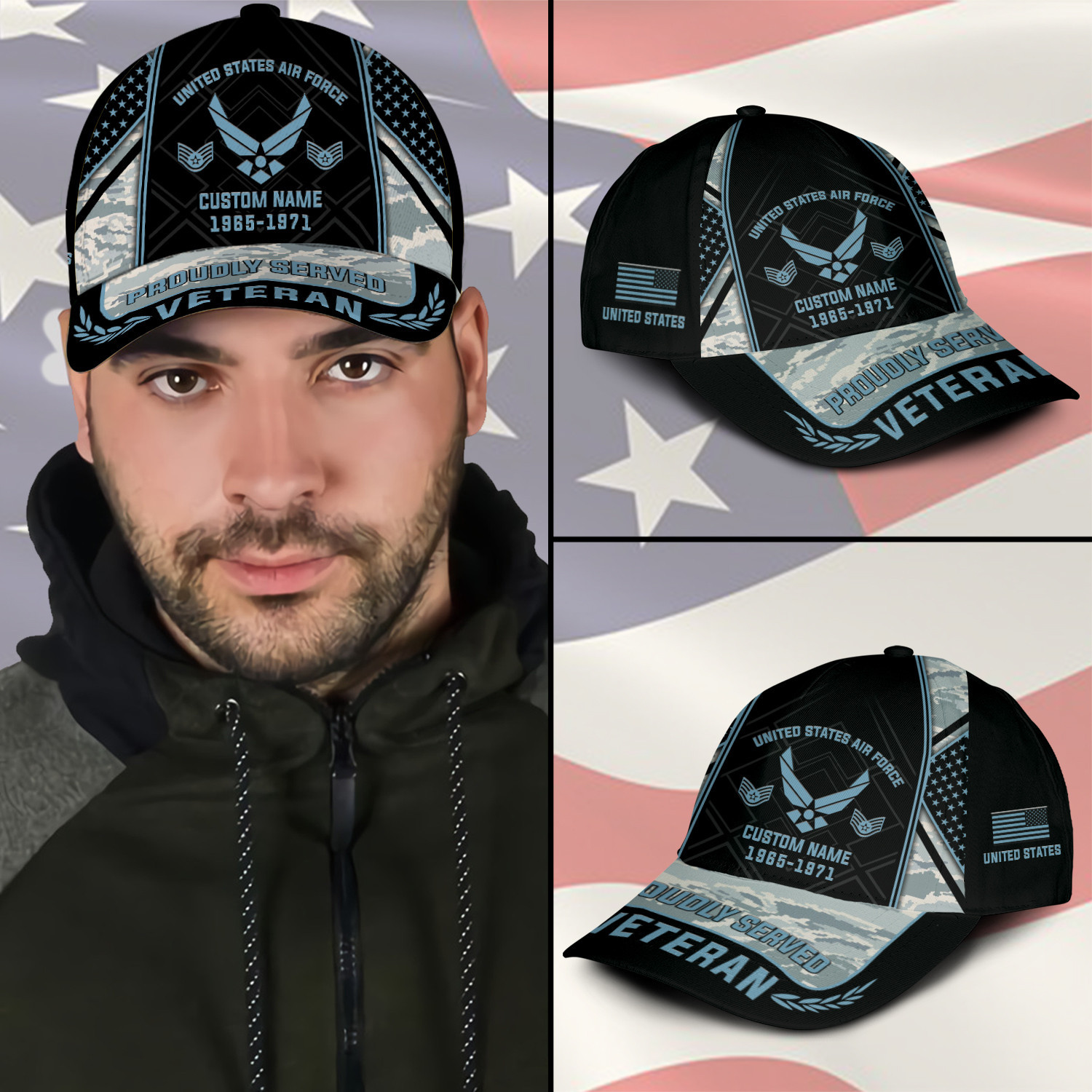 U.S. Air Force Classic Cap - Customized with Rank, Name, and Year Trucker Hats Custom Hats Gifts For Men & Women
