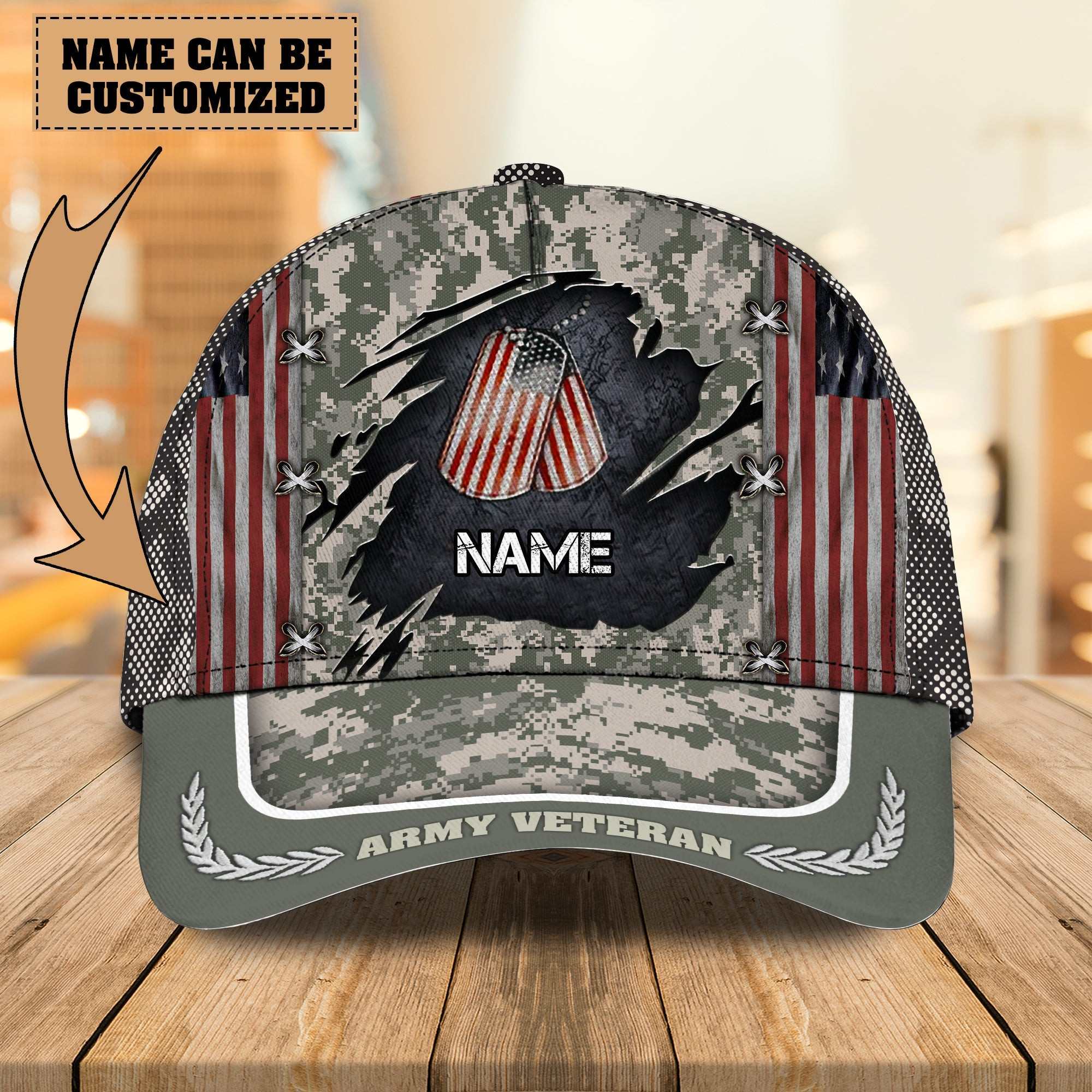 U.S. Army Veteran Personalized Custom Classic Cap Trucker Hats Custom Hats Gifts For Men & Women