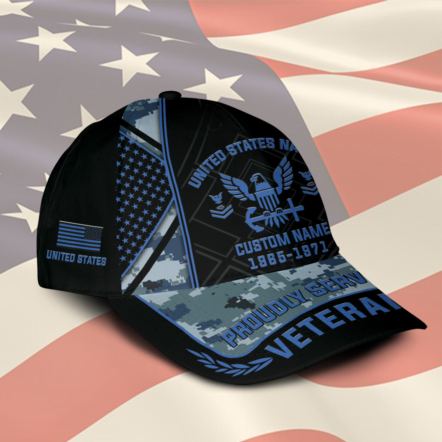 U.S. Navy Classic Cap - Customized with Rank, Name, and Year Trucker Hats Custom Hats Gifts For Men & Women