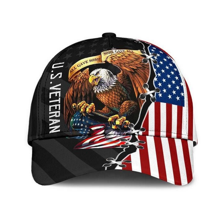 U.S. Veteran Cap 3D Print Eagle USA Flag Cap Trucker Hats Custom Hats Gifts For Men & Women