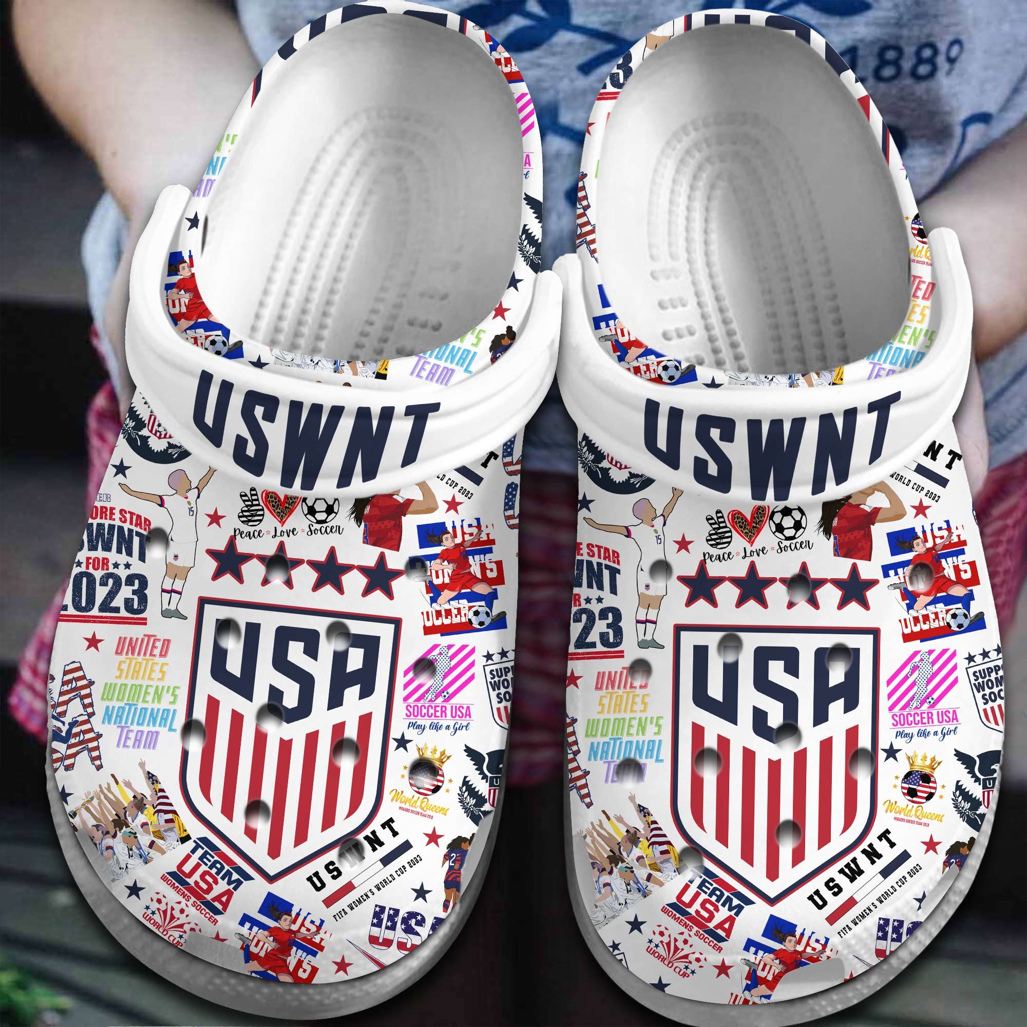 U.S. Women's National Team US Soccer Sport Crocs Crocband Clogs Shoes Comfortable For Men Women and Kids