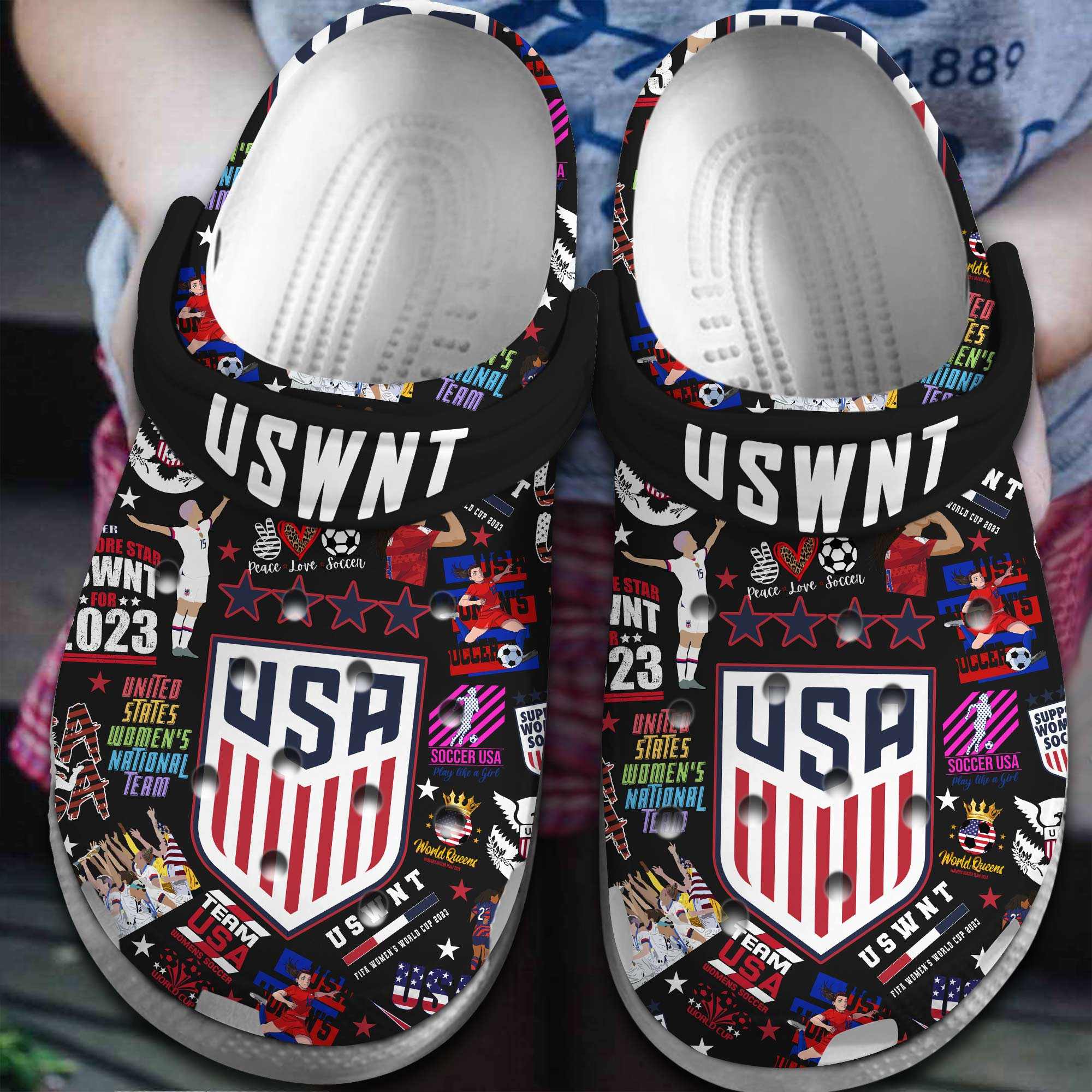 U.S. Women's National Team US Soccer Sport Crocs Crocband Clogs Shoes Comfortable For Men Women and Kids