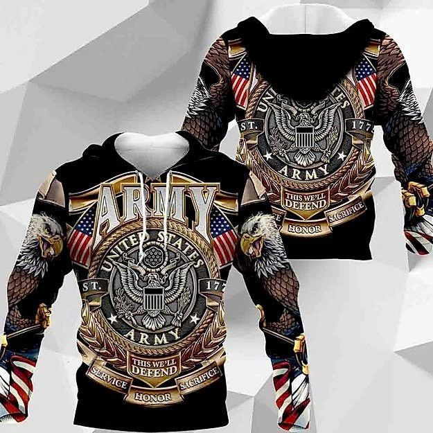 U.S.ARMY 3D All Over Print Hoodie, Zip Hoodie