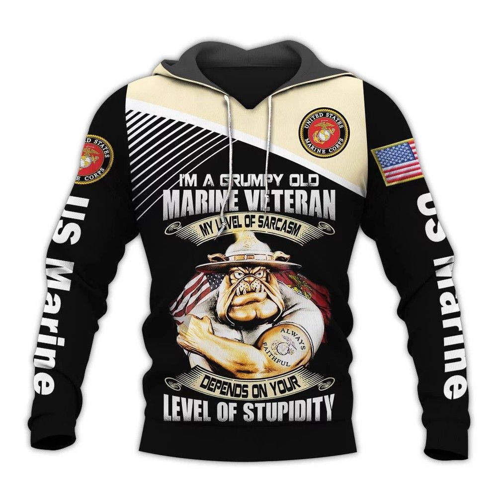U.S.Marine Veterans 3D All Over Print Hoodie, Zip Hoodie